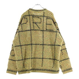 SUPREME(シュプリーム) サイズ:L 23SS Quilt Stitch Sweater キルトステッチデザイン ウール混 長袖クルーネックセーター イエロー【中古】【程度B】【カラーイエロー】【取扱店舗AWESOME名古屋店】