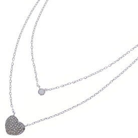 Folli Follie(フォリフォリ) ハートモチーフ ラインストーン チェーンネックレス シルバー レディース【中古】【程度B】【カラーシルバー】【オンライン限定商品】