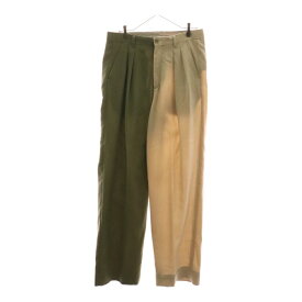 MYne by mihara yasuhiro(マインバイミハラヤスヒロ) サイズ:M 2-TONE SLACKS PANTS ツートーンスラックスパンツ グリーン/ベージュ G04PT142【中古】【程度B】【カラーグリーン】【オンライン限定商品】