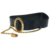 CHANEL(シャネル) サイズ:- カンボンコイン ベルト ブラック×ゴールド GP×レザー【中古】【程度B】【カ…