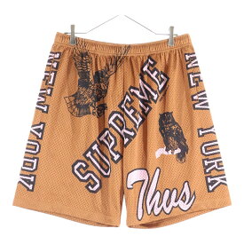SUPREME(シュプリーム) サイズ:M 25SS Varsity Mesh Short ヴァーシティ メッシュショーツ ハーフパンツ オレンジ【中古】【程度A】【カラーオレンジ】【取扱店舗渋谷】