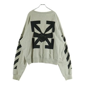 OFF-WHITE(オフホワイト) サイズ:L 20AW アローシェイクハンドプリント スウェット トレーナー OMBA035F20FLE003 グレー【中古】【程度B】【カラーグレー】【取扱店舗BRING梅田茶屋町店】