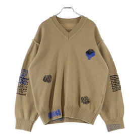 ADER ERROR(アーダーエラー) サイズ:1 20AW バックロゴパッチ Vネックニットセーター ブラウン BTAFWLK09BG1【中古】【程度B】【カラーブラウン】【オンライン限定商品】