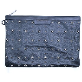 JIMMY CHOO(ジミーチュウ) スタースタッズ ロゴデザイン セカンドバッグ ハンドバッグ ブラック【中古】【程度B】【カラーブラック】【取扱店舗BRING心斎橋店】