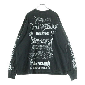 BALENCIAGA(バレンシアガ) サイズ:2 24SS ヴィンテージ加工メタルロゴ長袖Tシャツ カットソー ブラック 699191 TPVO3【中古】【程度B】【カラーブラック】【取扱店舗WASTE_NOT名古屋店】