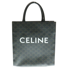 CELINE(セリーヌ) サイズ:M トリオンフ ミディアム バーティカルカバ 2WAYバッグ トートバッグ ハンドバッグ ショルダーバッグ ブラック ゴールド金具 PVC【中古】【程度B】【カラーブラウン】【取扱店舗新宿】