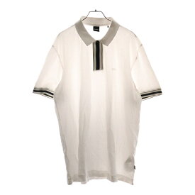 BOSS(ボス) サイズ:L 10245501 ロゴプリント 半袖ポロシャツ コットン ホワイト【中古】【程度A】【カラーホワイト】【オンライン限定商品】