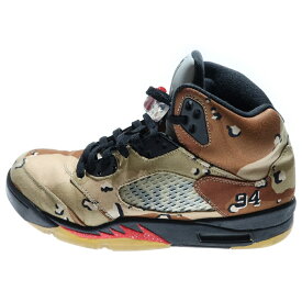 NIKE(ナイキ) サイズ:28.0cm 【観賞用 2015年製】 15AW ×Supreme AIR JORDAN 5 RETRO DESERT CAMO 824371‐201 エアジョーダン5 デザートカモ ハイカットスニーカー ベージュ US10/28cm【中古】【程度B】【カラーベージュ】【取扱店舗BRING THRIFT CLOSET 幕張店】