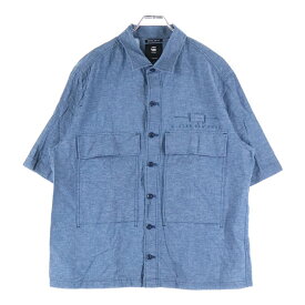G-STAR RAW(ジースターロウ) サイズ:XL 胸ロゴデザイン ダブルポケット レギュラーカラー デニム半袖シャツ インディゴ【中古】【程度B】【カラーブルー】【オンライン限定商品】