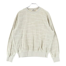 HERMES(エルメス) サイズ:S パイル地 総柄 クルーネック プルオーバー 長袖ニット セーター ベージュ【中古】【程度B】【カラーベージュ】【取扱店舗BRING京都河原町店】