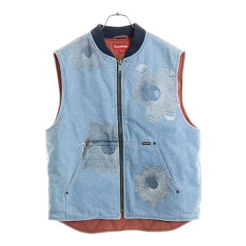 SUPREME(シュプリーム) サイズ:S 22SS Nate Lowman Work Vest ネイトローマン デニム ワークベスト インディゴ【中古】【程度B】【カラーブルー】【取扱店舗BRING THRIFT CLOSET 幕張店】