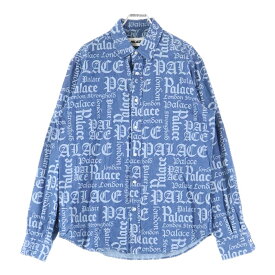 Palace Skateboards(パレススケートボーズ) サイズ:S 20SS YE OLDE BUT A GOLDIE SHIRT 総柄ロゴ 長袖シャツ インディゴ【中古】【程度B】【カラーブルー】【取扱店舗BRING THRIFT CLOSET 幕張店】