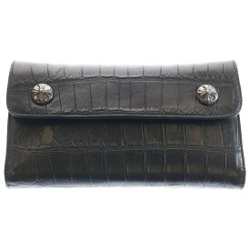CHROME HEARTS(クロムハーツ) WAVE ALLIGATOR ウェーブアリゲーター クロスボールボタン レザーウォレット 長財布 ブラック【中古】【程度A】【カラーブラック】【取扱店舗OneStyle新宿店】