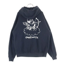 Girls Don't Cry(ガールズドントクライ) サイズ:XL ANGEL HOODIE ロゴプリント エンジェル プルオーバーパーカー スウェットフーディ ブラック【中古】【程度B】【カラーブラック】【取扱店舗BRING大宮店】