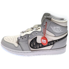 NIKE(ナイキ) サイズ:26.0cm ×DIOR AIR JORDAN 1 HIGH OG ディオール エアジョーダン1 ハイカットスニーカー ホワイト/グレー US8/26cm CN8607-002【新古品/中古】【程度S】【カラーグレー】【取扱店舗BRING KICKS】