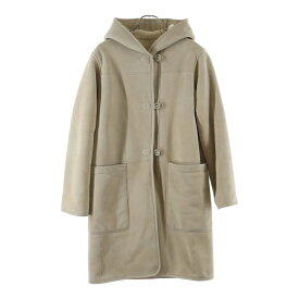 HERMES(エルメス) サイズ:34 25AW セリエボタン ラムスキン シアリング スエード ムートンレザー ボアライニング フーデッド ダッフルコート ベージュ レディース 5H1131DP【新古品/中古】【程度S】【カラーベージュ】【取扱店舗BRING京都河原町店】