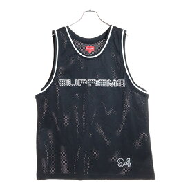 SUPREME(シュプリーム) サイズ:L 19SS Rhinestone Basketball Jersey ラインストーン ロゴ バスケットボール ジャージー メッシュ タンクトップ ブラック【中古】【程度B】【カラーブラック】【オンライン限定商品】