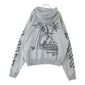 OFF-WHITE(オフホワイト) サイズ:L 20AW グラフィティープリント スウェットプルオーバーパーカー グレー OMBB037G20FLE004【中古】【程度B】【カラーグレー】【取扱店舗渋谷】