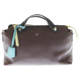 FENDI(フェンディ) サイズ:- バイザウェイ 2Wayショルダーバッグ ハンドバッグ ボルドー×ネイビー×パステルイエロー レザー 8BL124 シルバー金具【中古】【程度B】【カラーレッド】【オンライン限定商品】