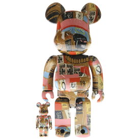 BE@RBRICK(ベアブリック) サイズ:400%/100% Andy Warhol × JEAN-MICHEL BASQUIAT #2 400% ベアブリック 人形 マルチ【新古品/中古】【程度S】【カラーマルチカラー】【オンライン限定商品】