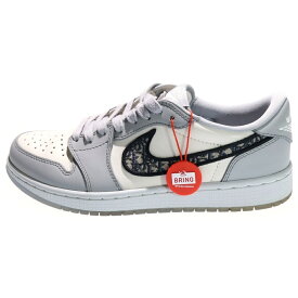 NIKE(ナイキ) サイズ:26.0cm ×DIOR AIR JORDAN 1 LOW OG CN8608-002 ディオール エアジョーダン 1 ローカットスニーカー グレー/ホワイト US8/26cm【中古】【程度B】【カラーグレー】【取扱店舗BRING横浜ビブレ店】