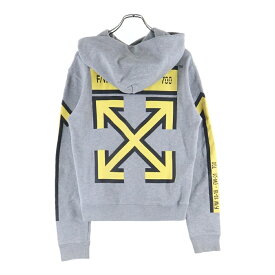 OFF-WHITE(オフホワイト) サイズ:S 18AW Arrow Hoodie プルオーバースウェットパーカー フーディー グレー OMBB034E18192025【中古】【程度A】【カラーグレー】【取扱店舗渋谷】