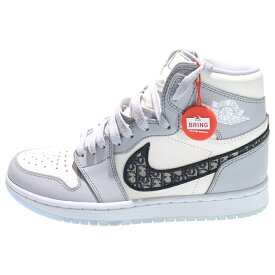 NIKE(ナイキ) サイズ:US6.5/24.5cm ×DIOR AIR JORDAN 1 HIGH OG CN8607-002 3SH130ZDD ディオール エアジョーダン 1 ハイカットスニーカー グレー/ホワイト US6.5/24.5cm【新古品/中古】【程度S】【カラーグレー】【取扱店舗BRING WASTE_NOT】