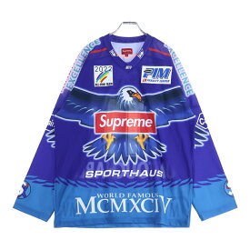 SUPREME(シュプリーム) サイズ:M 22SS Eagle Hockey Jersey イーグルホッケージャージ 長袖Tシャツ ブルー【中古】【程度A】【カラーブルー】【取扱店舗BRING WASTE_NOT】