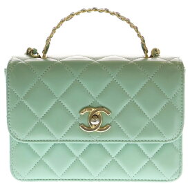 CHANEL(シャネル) マトラッセ ミニフラップ トップハンドル ライトグリーン ラムスキン ゴールド金具 AS3886【中古】【程度B】【カラーグリーン】【取扱店舗BRING：RED新宿東口店】