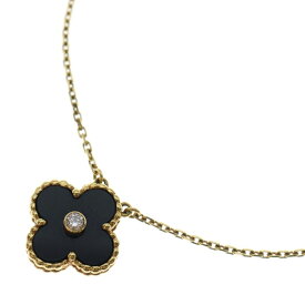 Van Cleef & Arpels(ヴァンクリーフアンドアーペル) ヴィンテージアルハンブラ ホリデー オニキス 1PD ダイヤネックレス Au750 K18 ゴールド【中古】【程度B】【カラーイエロー】【取扱店舗BRING：RED新宿東口店】