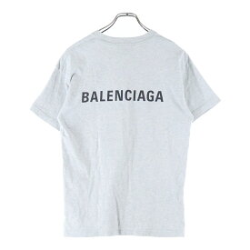 BALENCIAGA(バレンシアガ) サイズ:M バックロゴプリント クルーネック 半袖Tシャツ カットソー グレー 612965【中古】【程度B】【カラーグレー】【取扱店舗BRING大宮店】
