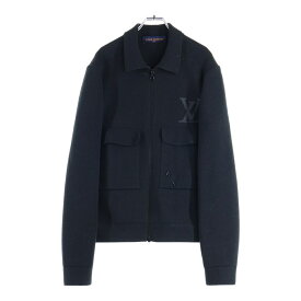 LOUIS VUITTON(ルイヴィトン) サイズ:M 21AW フロントLVロゴ ウール ジップアップブルゾンジャケット ニットセーター ブラック RM212M ZLL HLN05W【中古】【程度B】【カラーブラック】【取扱店舗BRING札幌店】