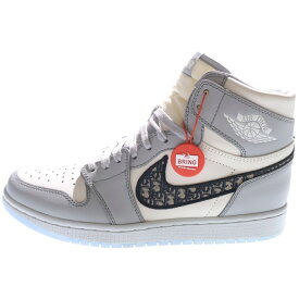 NIKE(ナイキ) サイズ:27.0cm DIOR AIR JORDAN 1 HIGH OG CN8607-002 ディオール エアジョーダン1 ハイカットスニーカー US9/27.0cm ホワイト/グレー【中古】【程度A】【カラーホワイト】【取扱店舗BRING KICKS】