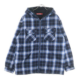 SUPREME(シュプリーム) サイズ:L 25AW Lined Zip Up Hooded Flannel Shirt リネン ジップアップ フランネル シャツジャケット ブルー【中古】【程度A】【カラーブルー】【取扱店舗渋谷】