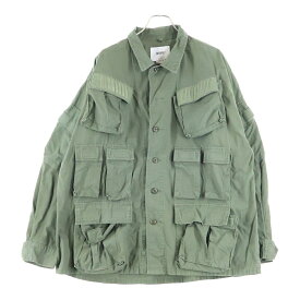 WTAPS(ダブルタップス) サイズ:4 19AW MODULAR LS 01 / SHIRT. COTTON. RIPSTOP 192BRDT-SHM03 モラージュ マルチポケット ミリタリー長袖シャツ カーキ 192BRDT-SHM03【中古】【程度B】【カラーカーキ】【取扱店舗BRING福岡天神店】