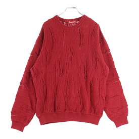 SUPREME(シュプリーム) サイズ:M 19SS Textured Pattern Sweater テクスチャード パターン ニット セーター レッド【中古】【程度B】【カラーレッド】【取扱店舗BRING THRIFT CLOSET 幕張店】
