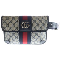 GUCCI(グッチ) オフディア GGスプリーム ウエストバッグ ベルト ネイビー 674081【中古】【程度A】【カラ…