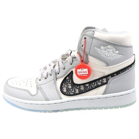 NIKE(ナイキ) サイズ:26.0cm ×DIOR AIR JORDAN 1 HIGH OG CN8607-002 ディオール エアジョーダン1 ハイカットスニーカー US8/26.0cm ホワイト/グレー【新古品/中古】【程度S】【カラーホワイト】【取扱店舗BRING KICKS】