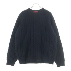 SUPREME(シュプリーム) サイズ:L 23AW Applique Cable Knit Sweater アップリケ クルーネック ケーブルニットセーター ブラック【中古】【程度A】【カラーブラック】【取扱店舗渋谷】
