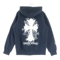 CHROME HEARTS(クロムハーツ) サイズ:M SWTSHRT HD ZIP バックセメタリークロスプリント 袖CHクロス ジッ…