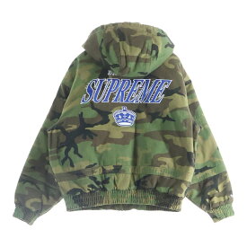 SUPREME(シュプリーム) サイズ:M 24AW ×Mitchell & Ness Twill Stadium Jacket ミッチェル&ネス ツイルスタジアムジャケット カモフラ グリーン/ブラウン【中古】【程度B】【カラーグリーン】【オンライン限定商品】