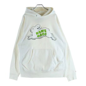 HUMAN MADE(ヒューマンメイド) サイズ:XL 23AW ×KAWS RABBIT HOODIE ラビットロゴプリント フーデットスウェットパーカー ホワイト【中古】【程度B】【カラーホワイト】【取扱店舗BRING THRIFT CLOSET 幕張店】