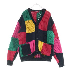 SUPREME(シュプリーム) サイズ:S 23AW Patchwork Cable Knit Cardigan アクリルウール混 パッチワークデザインニットカーディガン マルチ【中古】【程度B】【カラーマルチカラー】【取扱店舗BRING福岡天神店】
