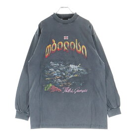 BALENCIAGA(バレンシアガ) サイズ:1 25SS Tbilisi Large fit T-Shirt ユーズド加工ラージフィットプリント長袖Tシャツ 819022 TRVQ7 グレー【新古品/中古】【程度S】【カラーグレー】【取扱店舗原宿】