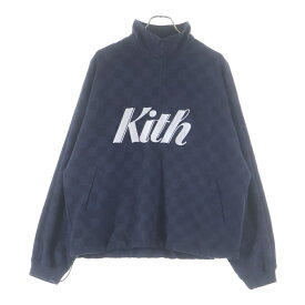 KITH(キス) サイズ:M 24SS Double Knit Davis Quarter Zip Pullover ニットハーフジッププルオーバー チェッカースウェットトレーナー ネイビー【中古】【程度B】【カラーネイビー】【取扱店舗原宿】
