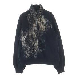 TAAKK(ターク) サイズ:2 FUR PRINT JERSEY FLOCKY SWEATSHIRT ハーフジップ スウェットシャツ ブラック TA25AW-JR-088【中古】【程度B】【カラーブラック】【取扱店舗BRING仙台店】
