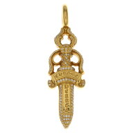 CHROME HEARTS(クロムハーツ) 22K DBL DAGGER P DIA 22Kダブルダガー PAVEダイヤ ネックレストップ ゴー…