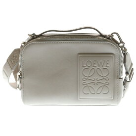 LOEWE(ロエベ) ロエベ アナグラムロゴ レザー 2WAY ハンド ショルダー カメラバッグ シルバー金具 グレー【中古】【程度B】【カラーグレー】【取扱店舗BRING福岡天神店】