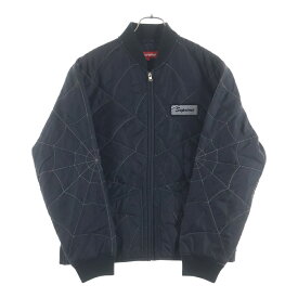 SUPREME(シュプリーム) サイズ:S 19AW Spider Web Quilted Work Jacket スパイダーウェブキルテッドワークジャケット キルティングナイロン中綿ボンバージャケット ブルゾン ブラック【中古】【程度B】【カラーブラック】【オンライン限定商品】