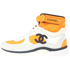 CHANEL(シャネル) サイズ:42 ココマーク ハイカットスニーカー シューズ オレンジ/ホワイト G33728【中古】【程度A】【カラーオレンジ】【取扱店舗渋谷】